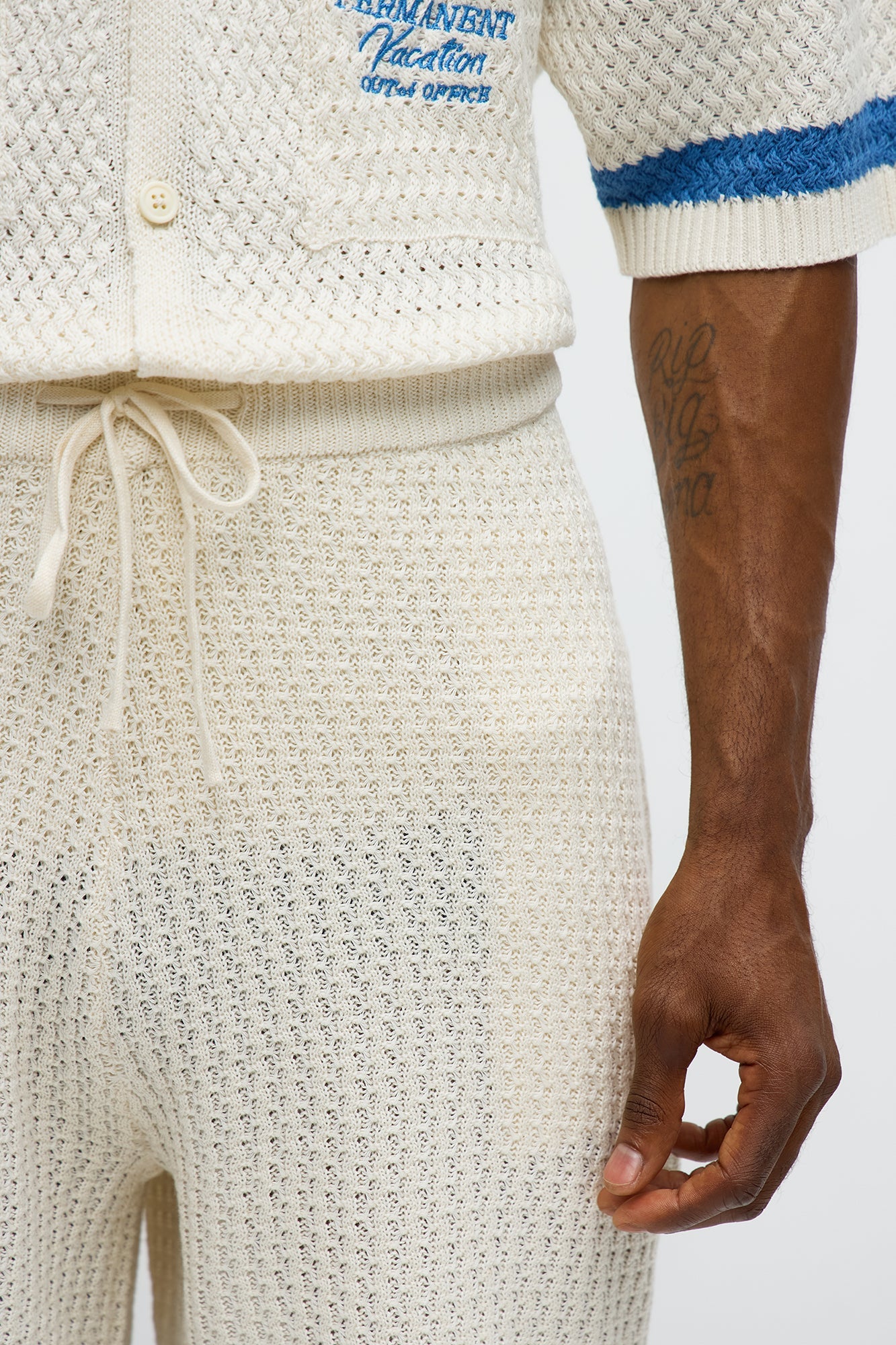 Relaxed Margarita Knit Shorts - White/Blue