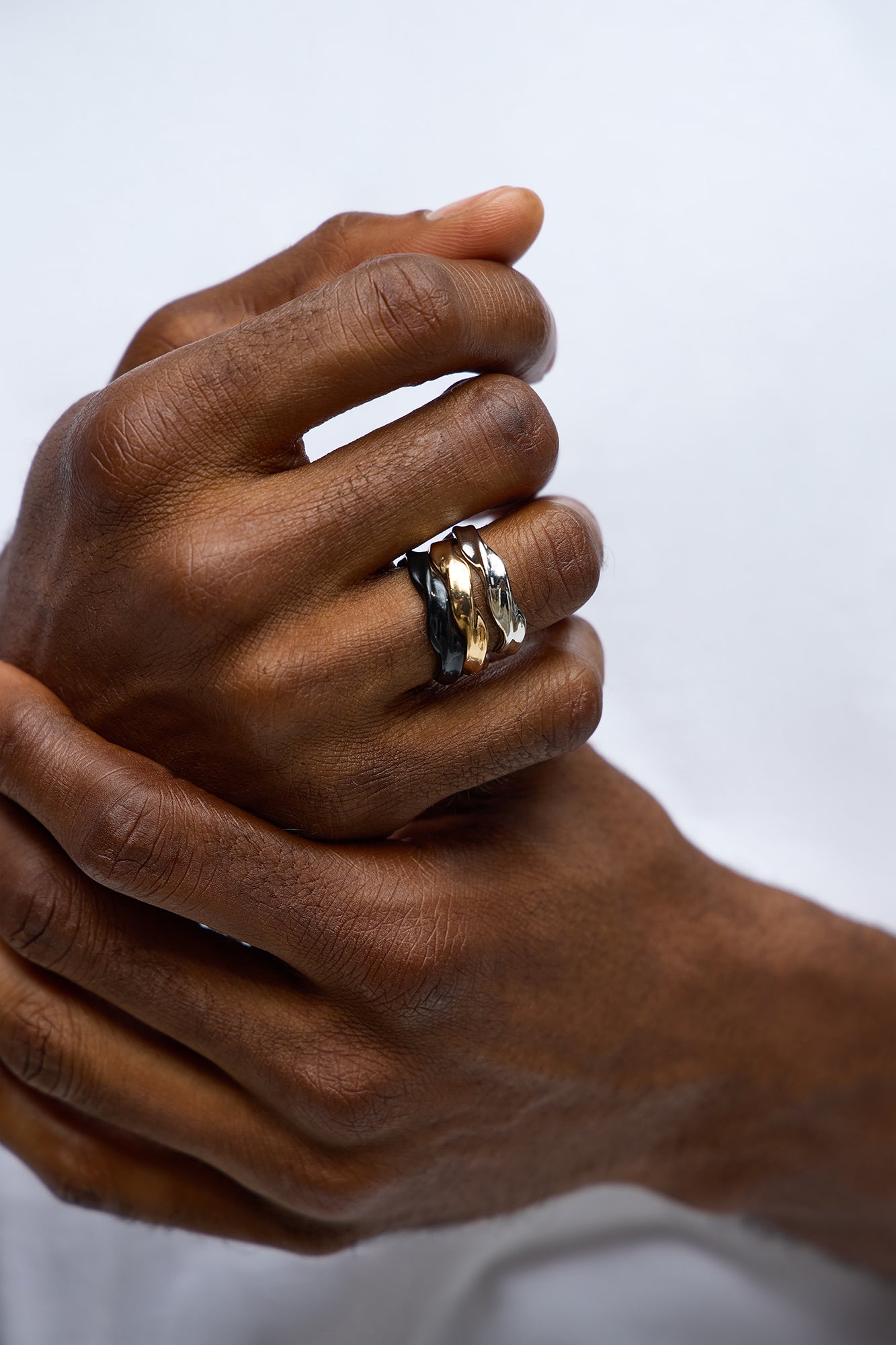 Ripple Edge Ring Set - Silver/Combo