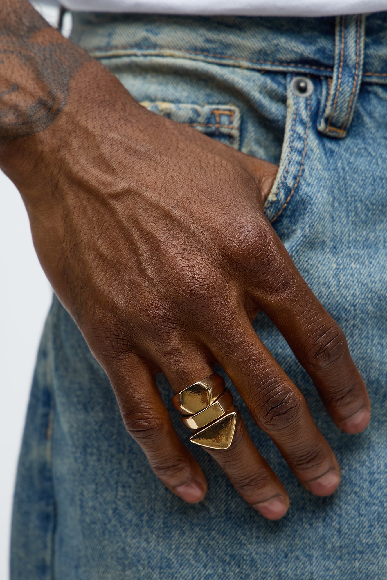 Solid Ground Ring Set - Gold