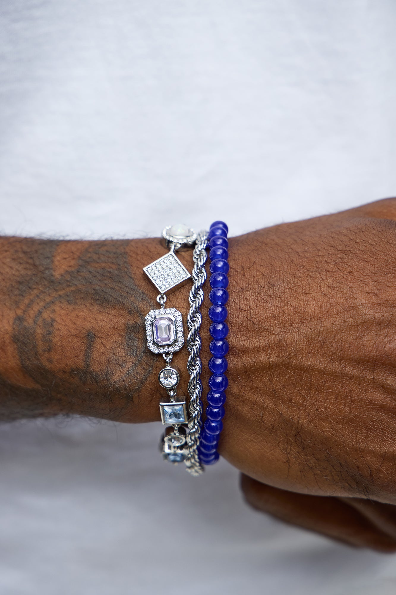 Mixed Style 3 Piece  Bracelet Set - Silver/Combo