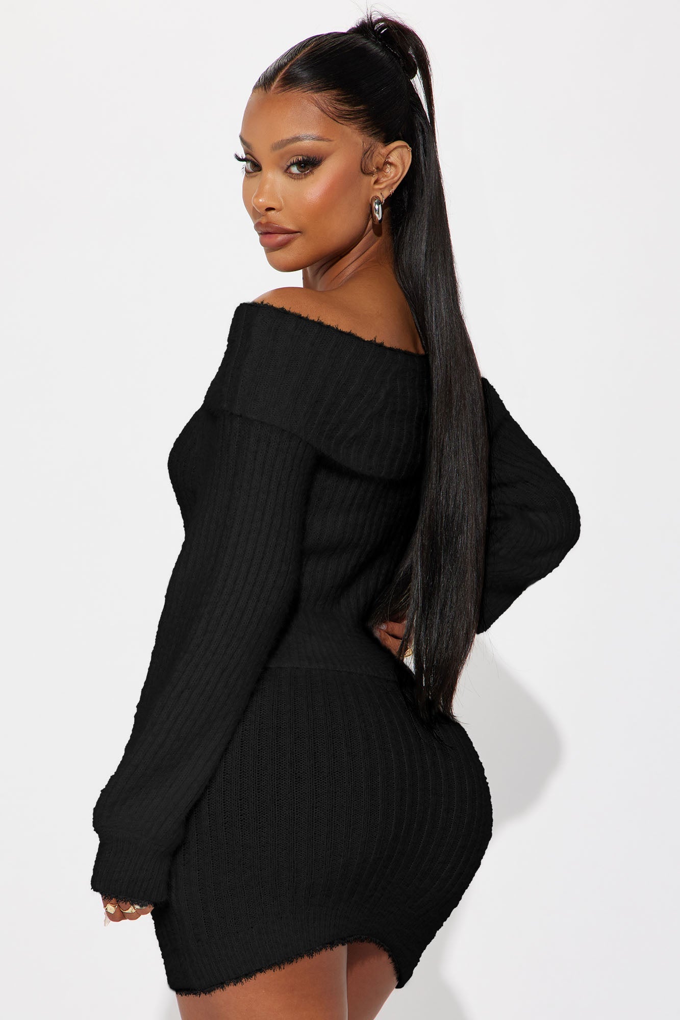 Elsa Fuzzy Skirt Set - Black