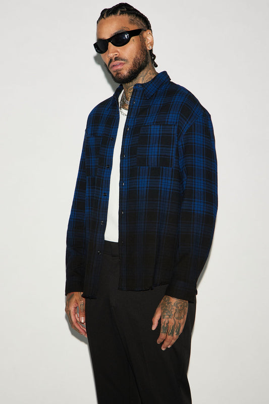 Sunset Dip Dye Flannel Shirt - Blue/Black
