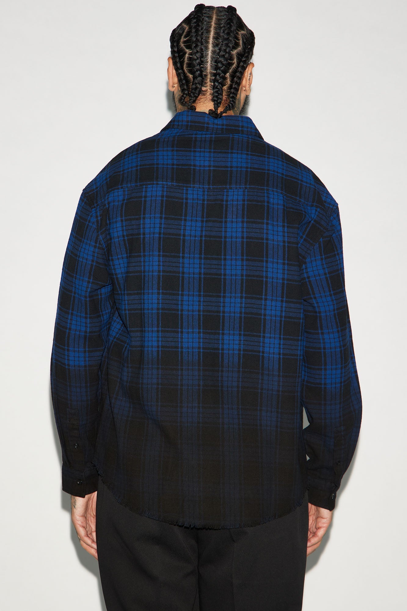 Sunset Dip Dye Flannel Shirt - Blue/Black