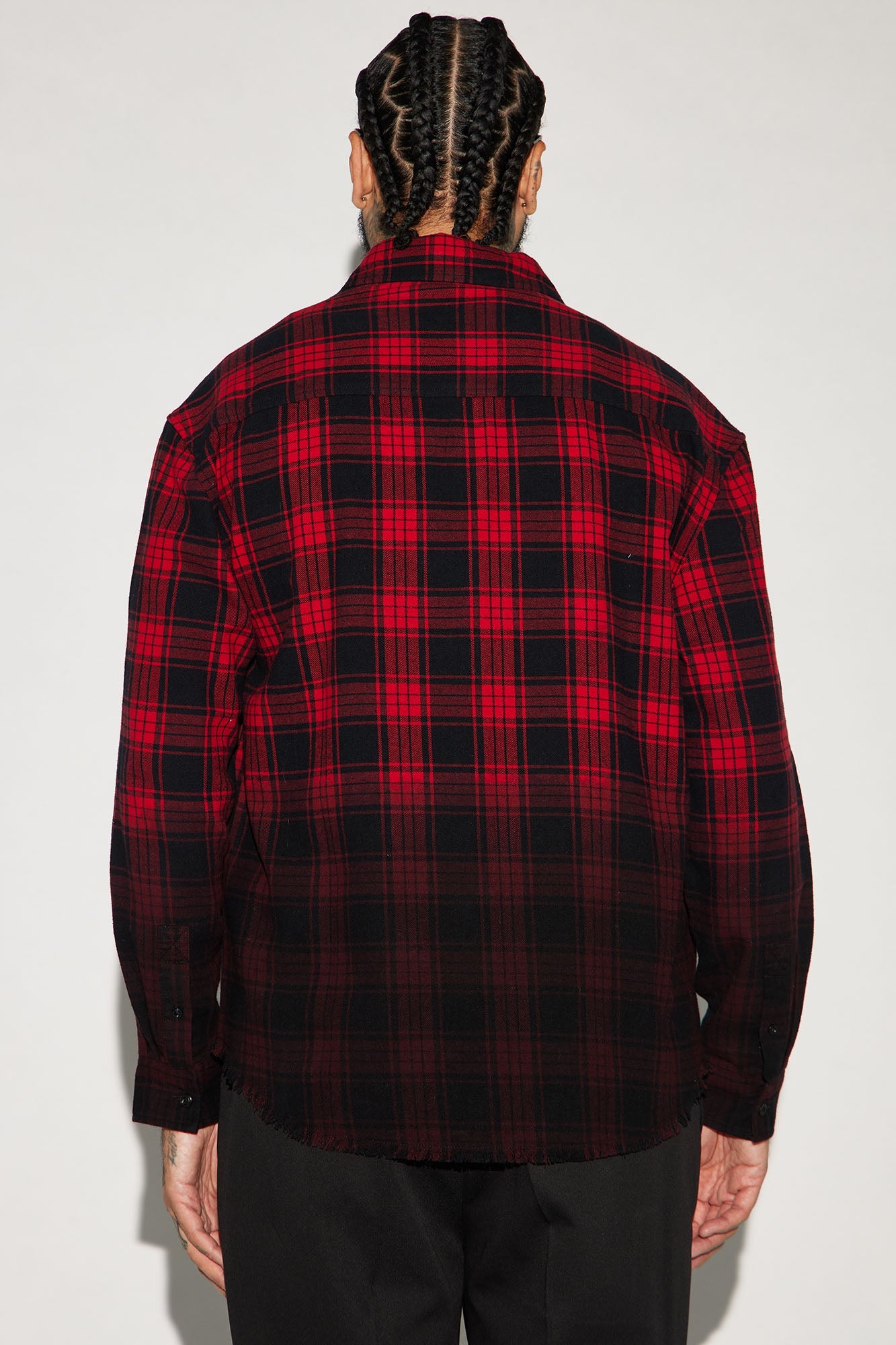Sunset Dip Dye Flannel Shirt - Red/Black