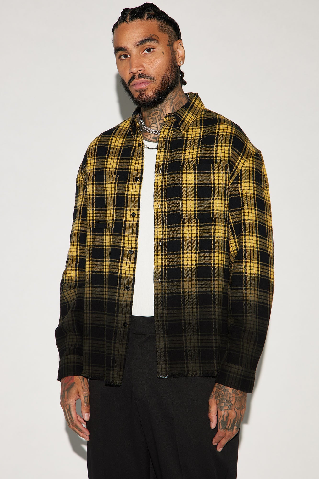 Sunset Dip Dye Flannel Shirt - Yellow/combo