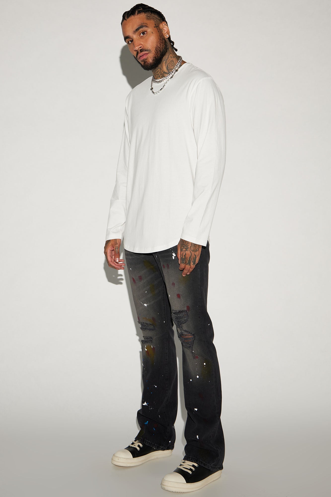 Essential Long Sleeve Scallop Tee - White