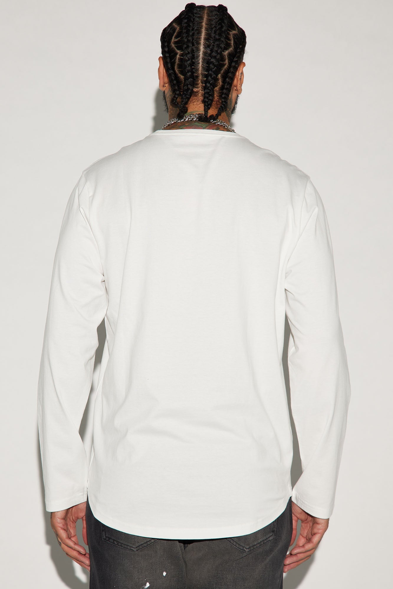 Essential Long Sleeve Scallop Tee - White