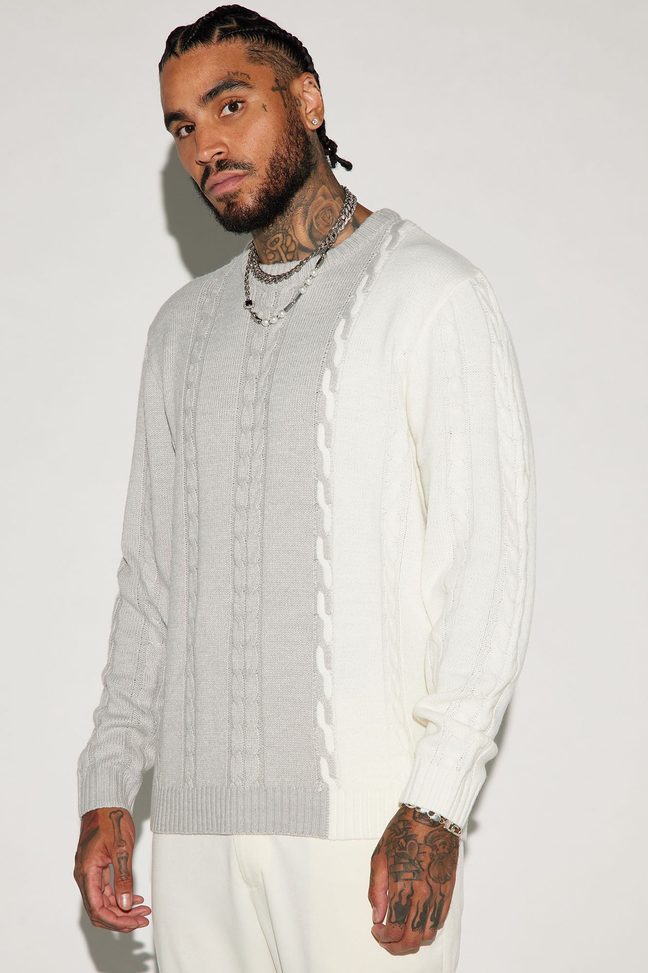 Cody Cable Knit Sweater - Heather Grey