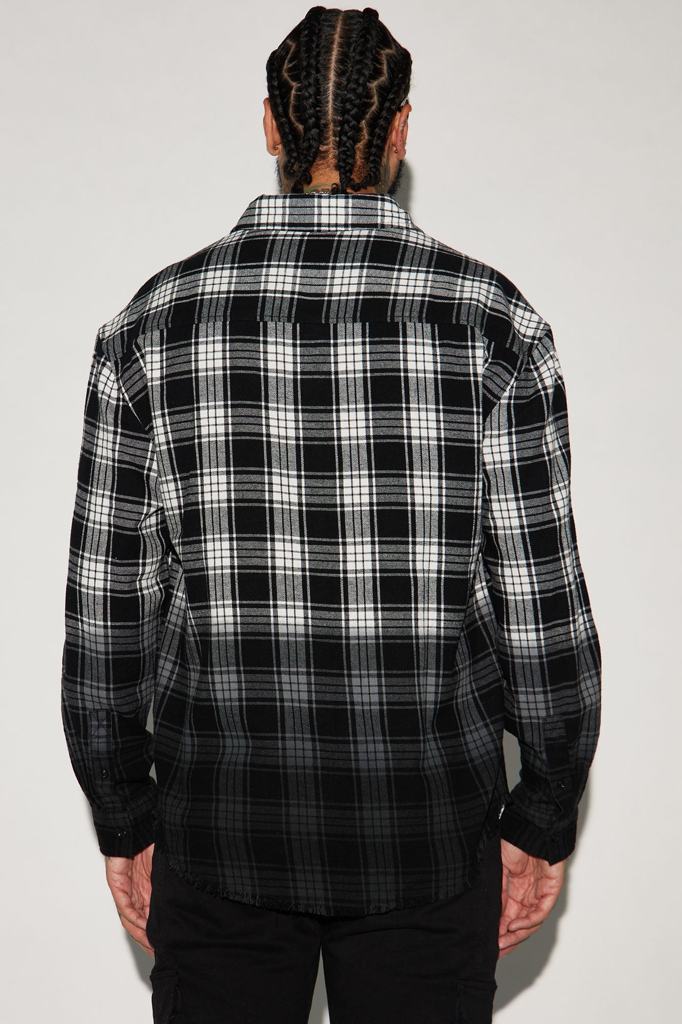 Sunset Dip Dye Flannel Shirt - White/Black