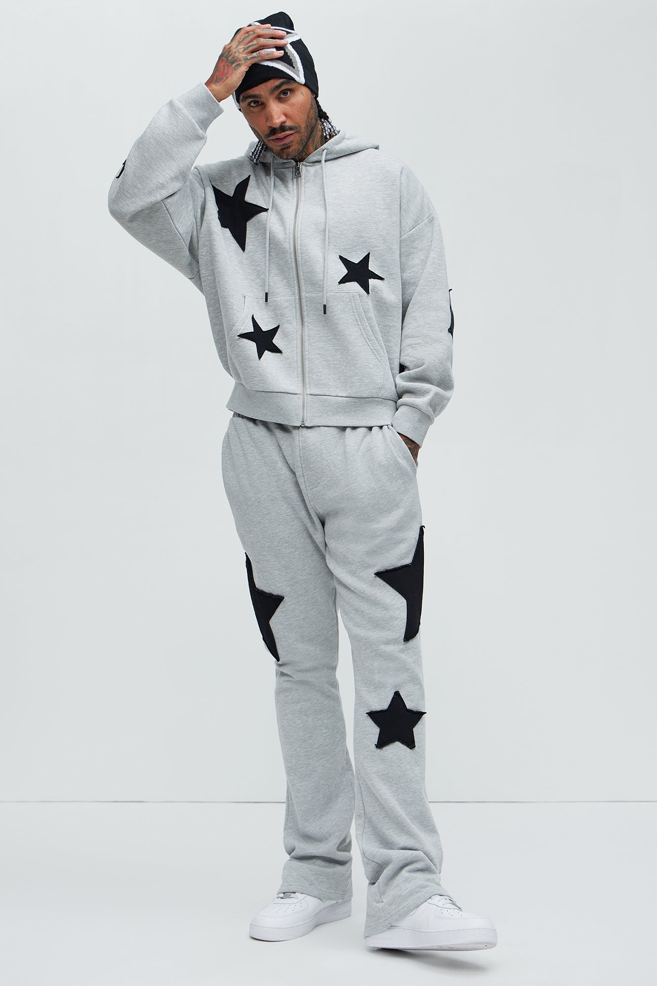 Tyson Stars Oversized Hoodie - Heather Grey