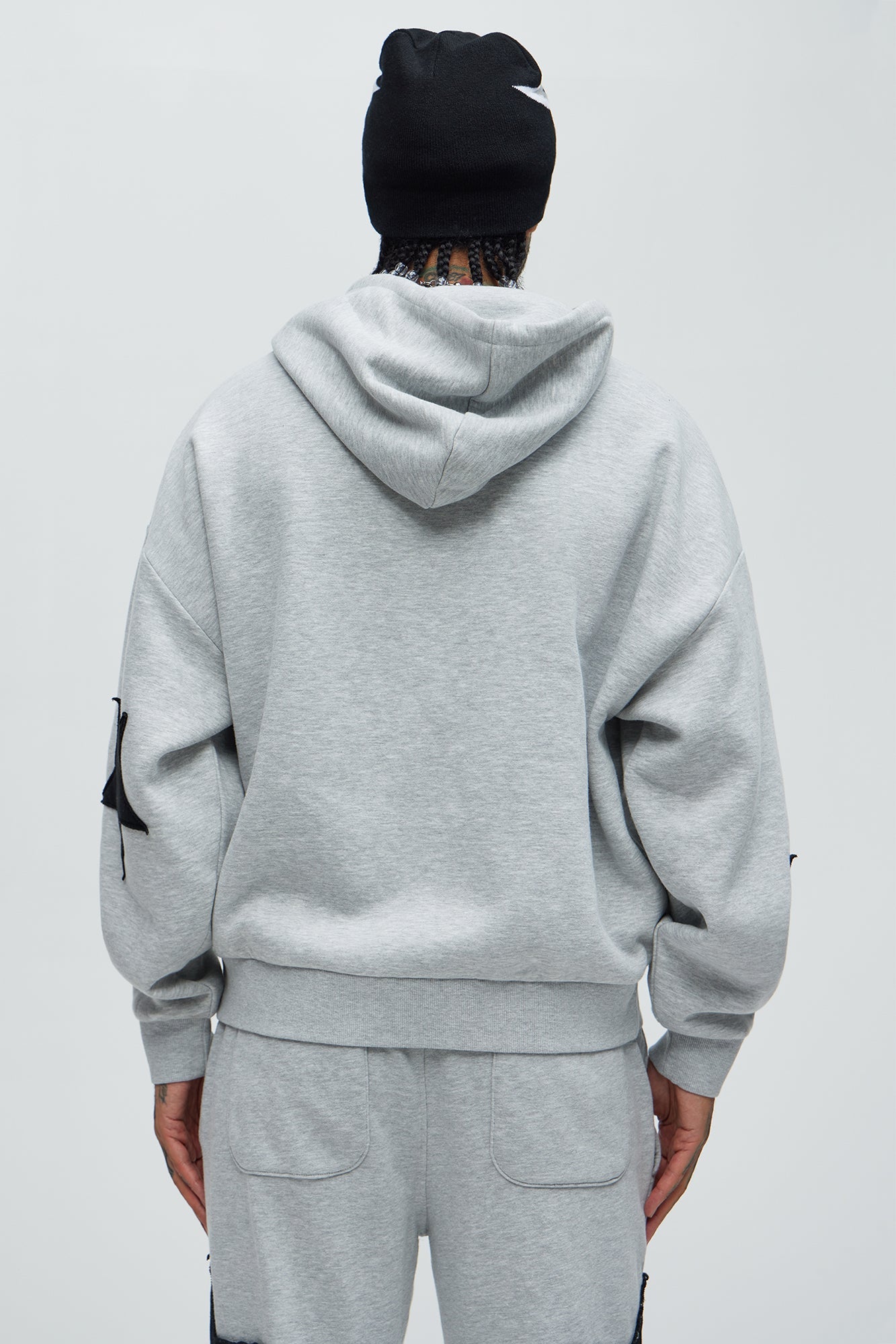 Tyson Stars Oversized Hoodie - Heather Grey