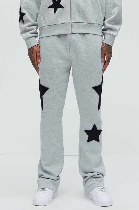 Tyson Stars Skinny Flared Sweatpants - Heather Grey