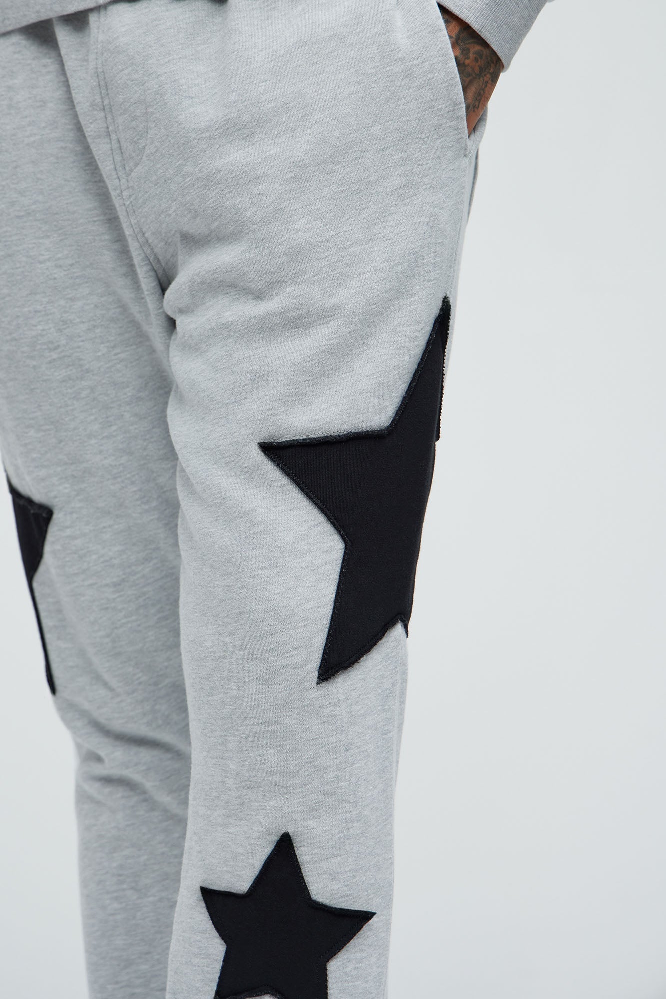 Tyson Stars Skinny Flared Sweatpants - Heather Grey