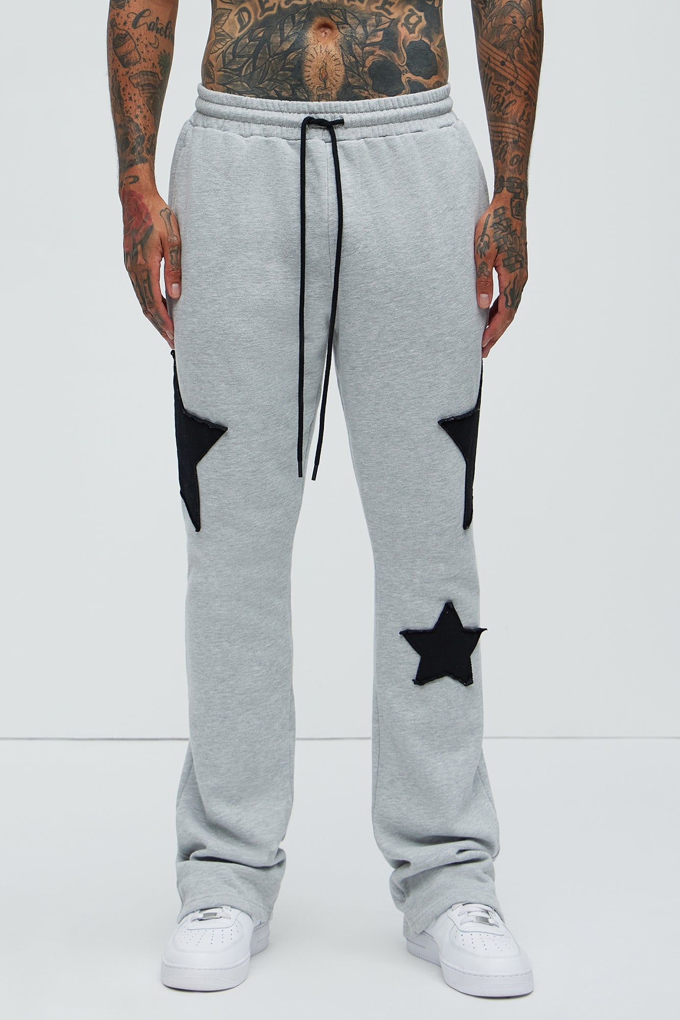 Tyson Stars Skinny Flared Sweatpants - Heather Grey