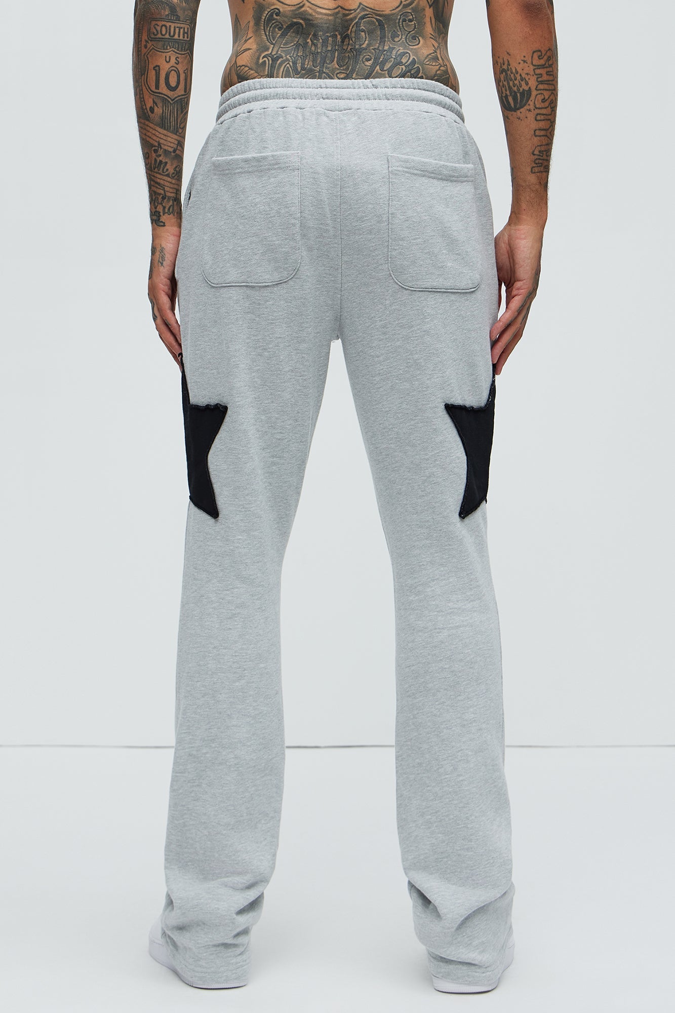 Tyson Stars Skinny Flared Sweatpants - Heather Grey