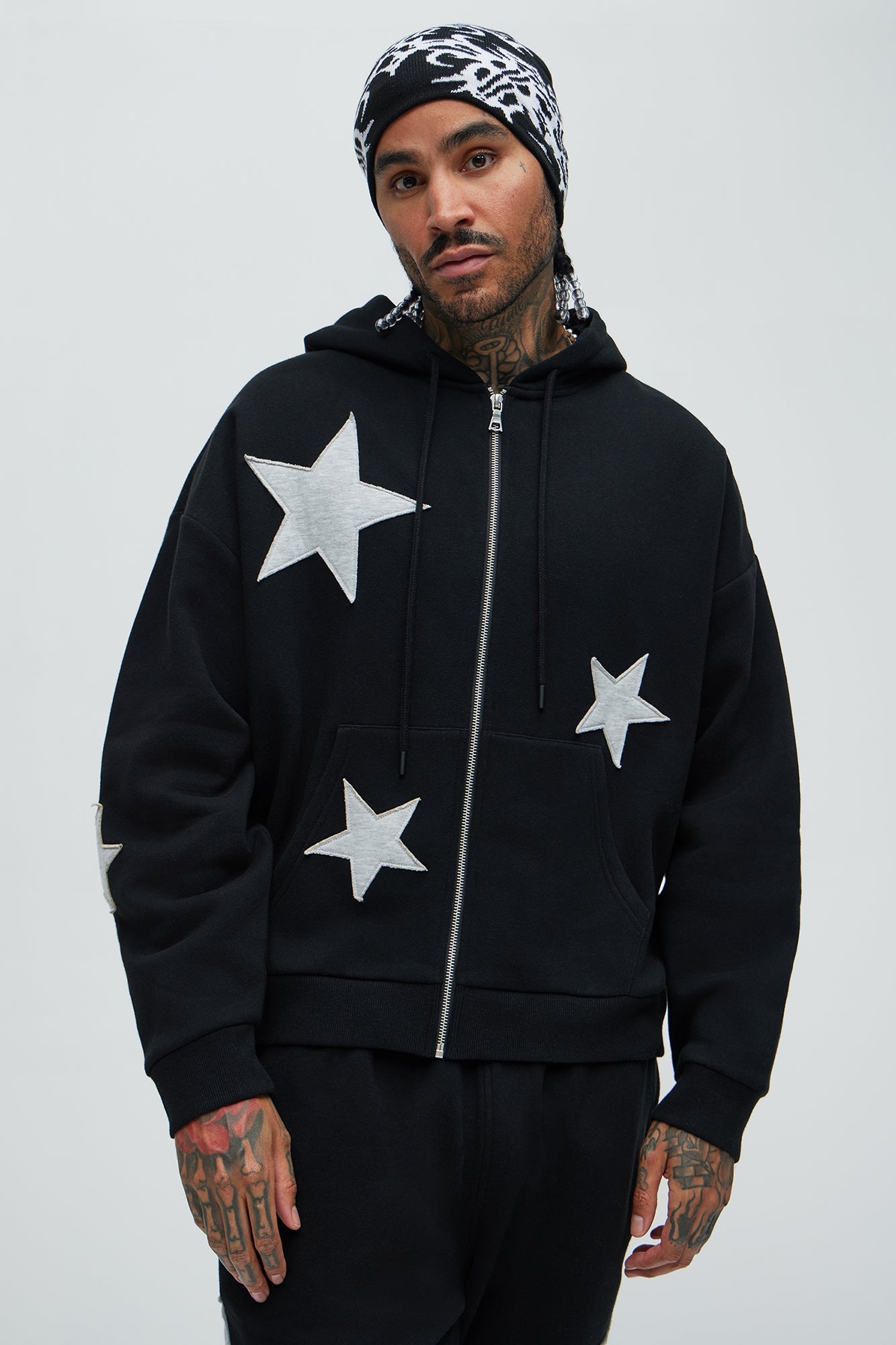 Tyson Stars Oversized Hoodie - Black