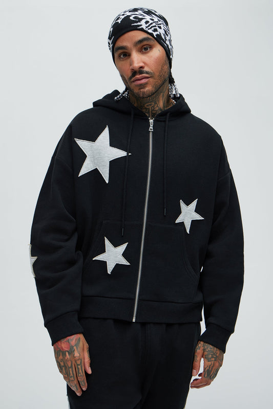 Tyson Stars Oversized Hoodie - Black