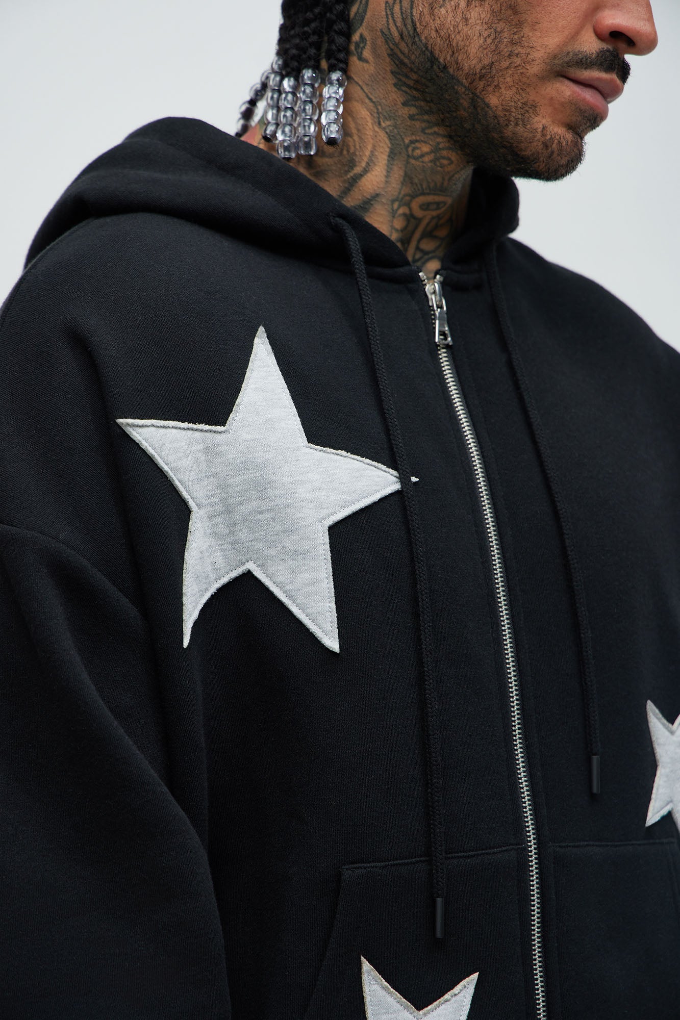 Tyson Stars Oversized Hoodie - Black