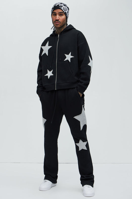 Tyson Stars Skinny Flared Sweatpants - Black