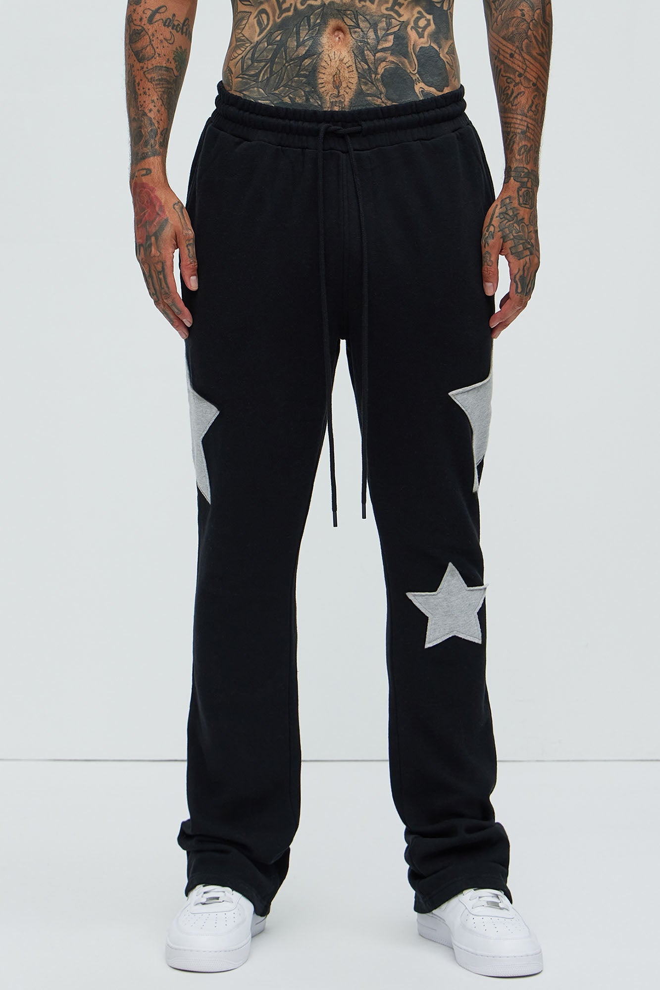 Tyson Stars Skinny Flared Sweatpants - Black