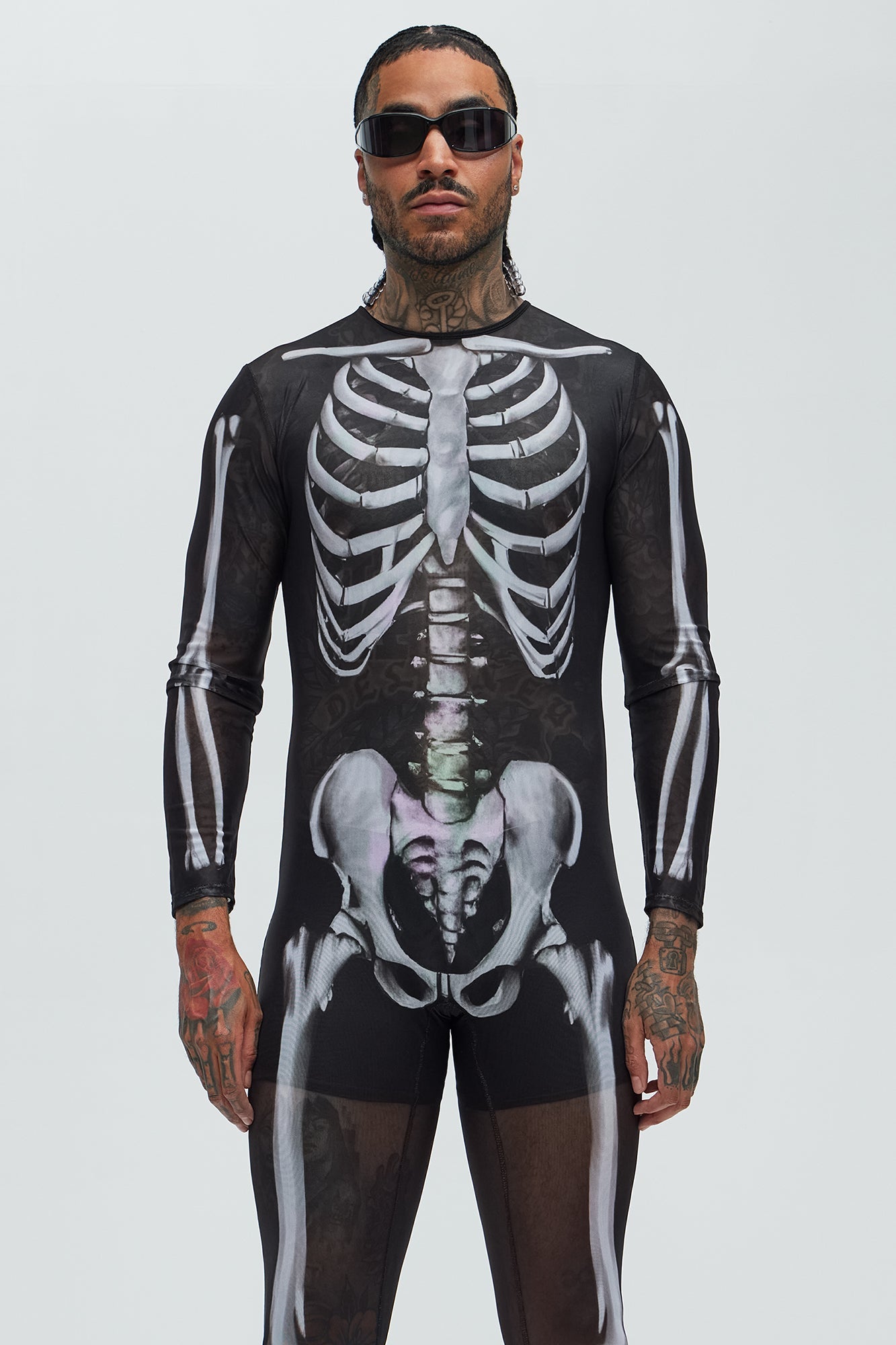 Bad To The Bone Skeleton Costume - Black/White