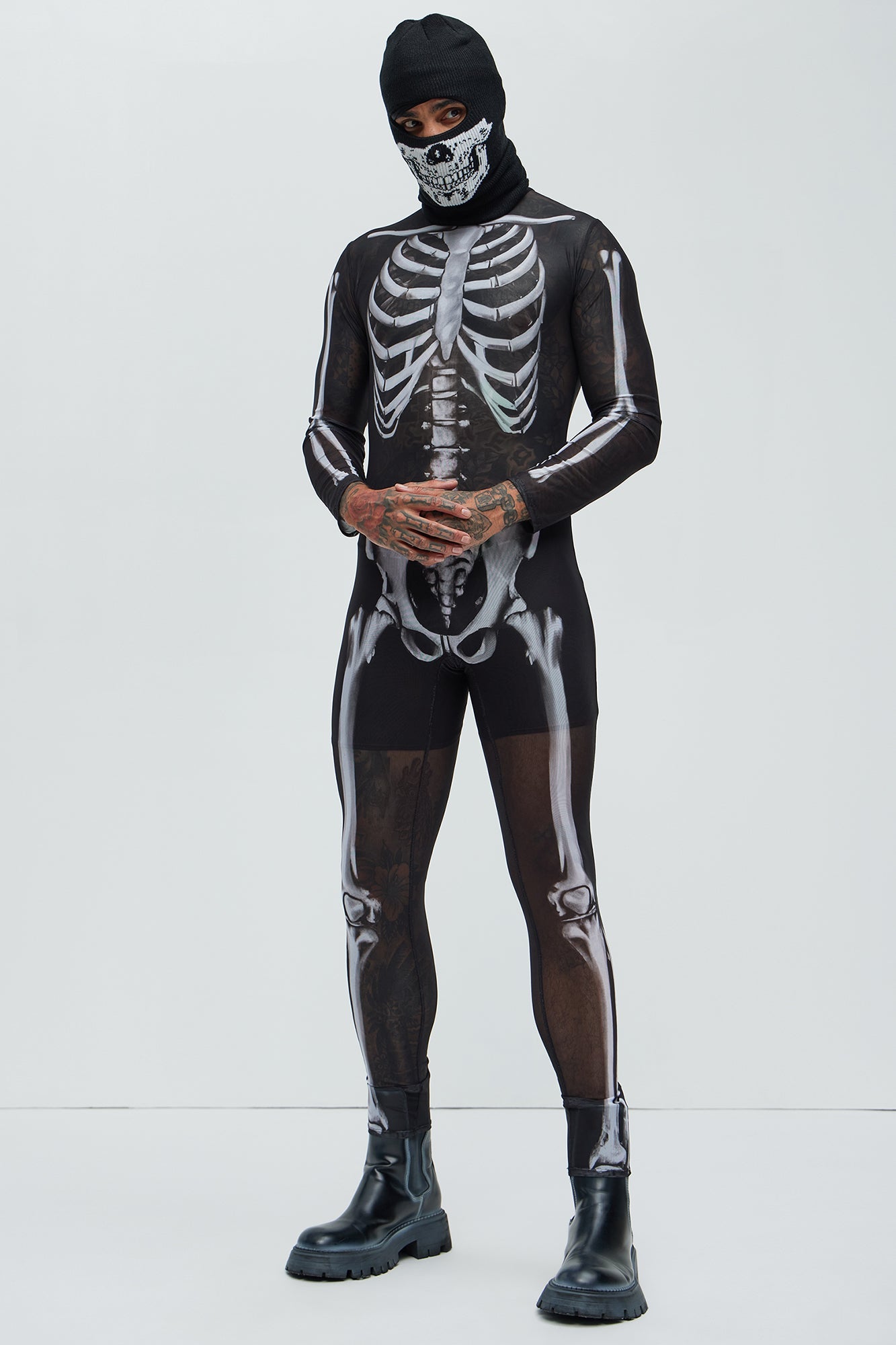 Bad To The Bone Skeleton Costume - Black/White