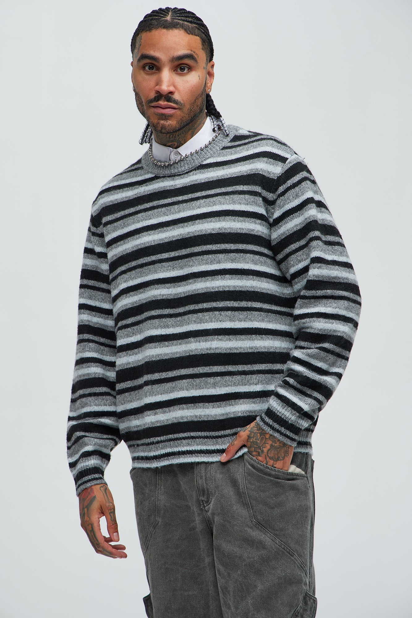 Lookin For Attention Striped Sweater - Black/combo