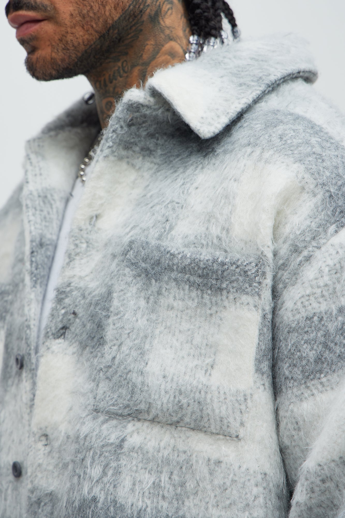 Move Up Plaid Shacket - Grey/Grey