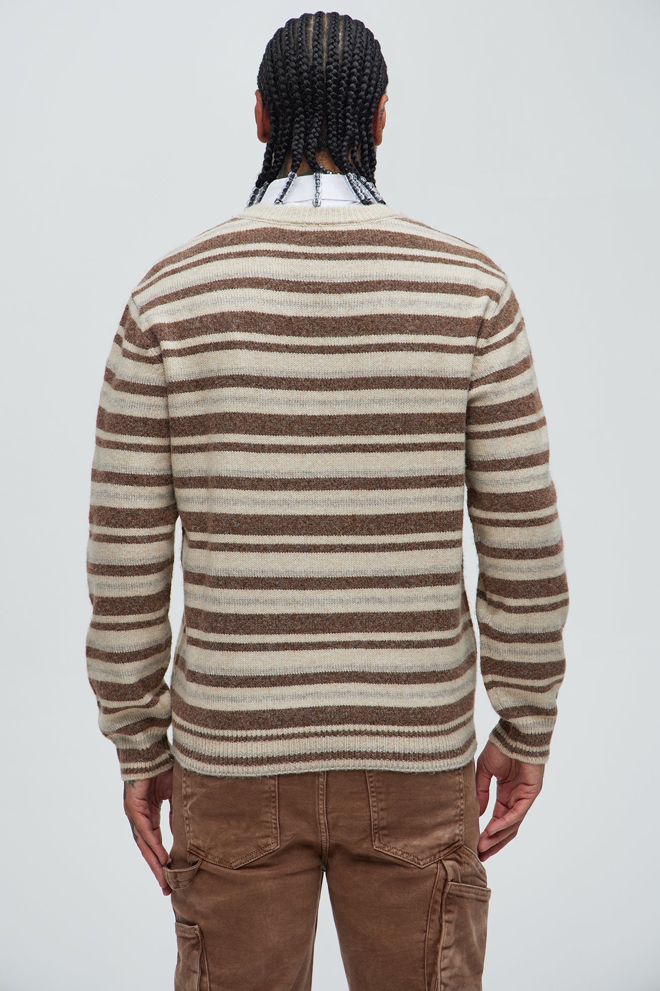 Lookin For Attention Striped Sweater - Brown/combo