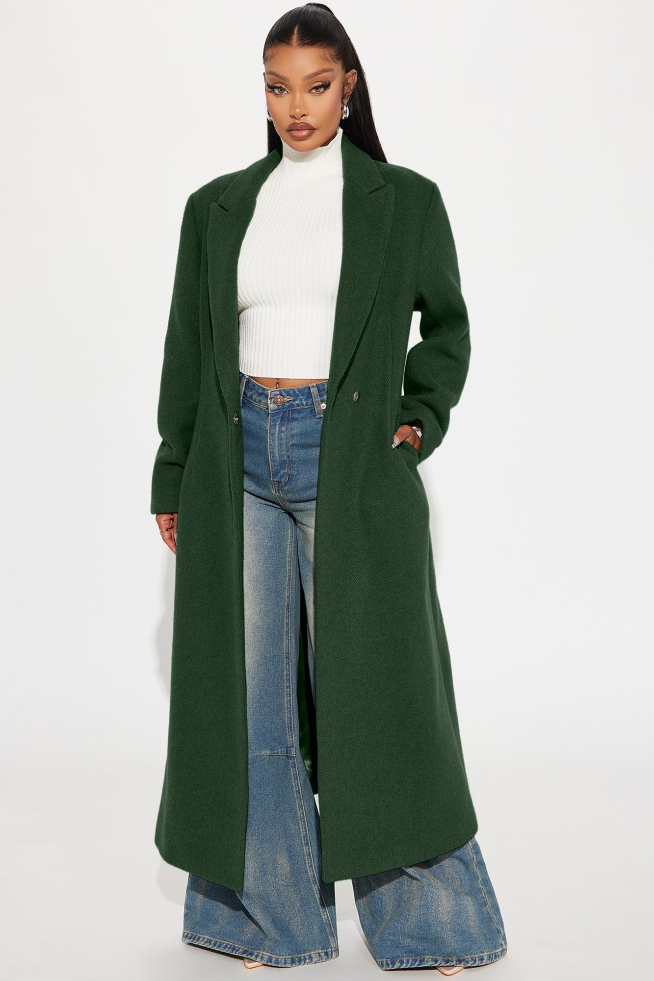 Natalie Wool Trench Coat - Hunter
