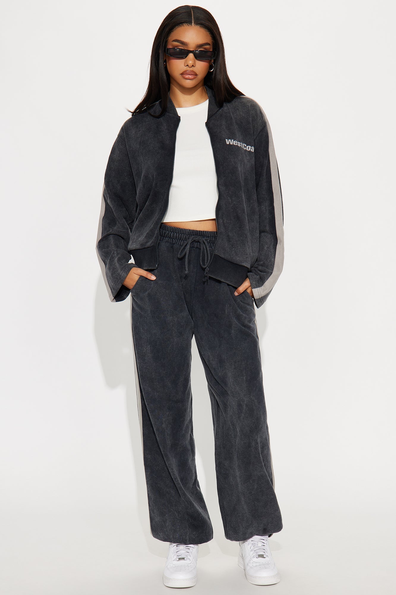 West Coast Washed Fleece Jogger Set - Black