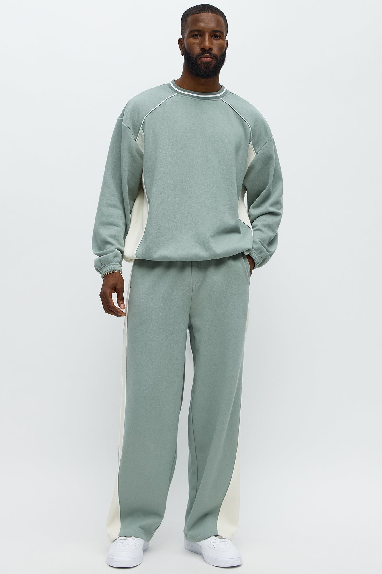 Ready Side Panel Crewneck Sweatshirt - Sage