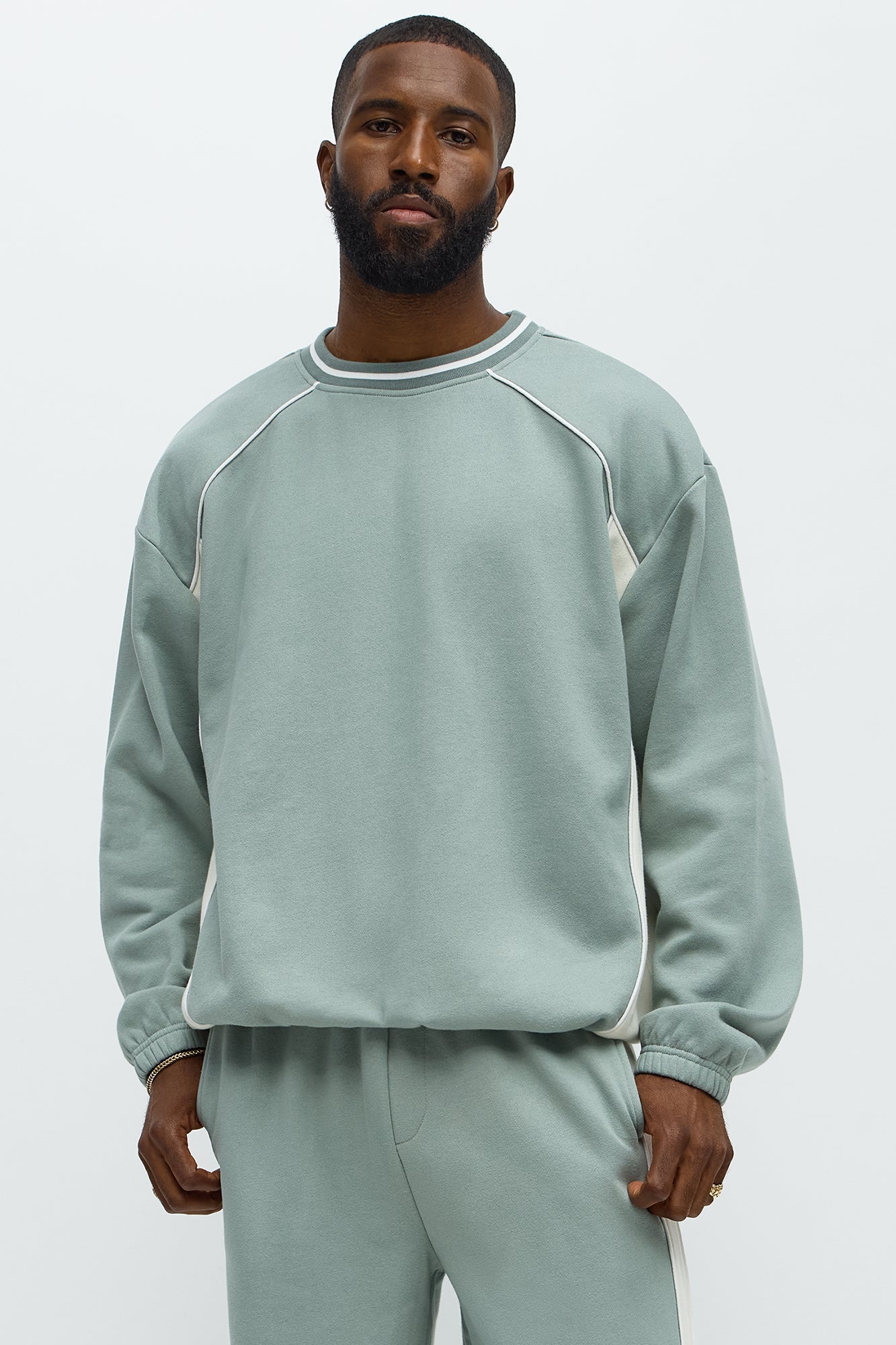 Ready Side Panel Crewneck Sweatshirt - Sage