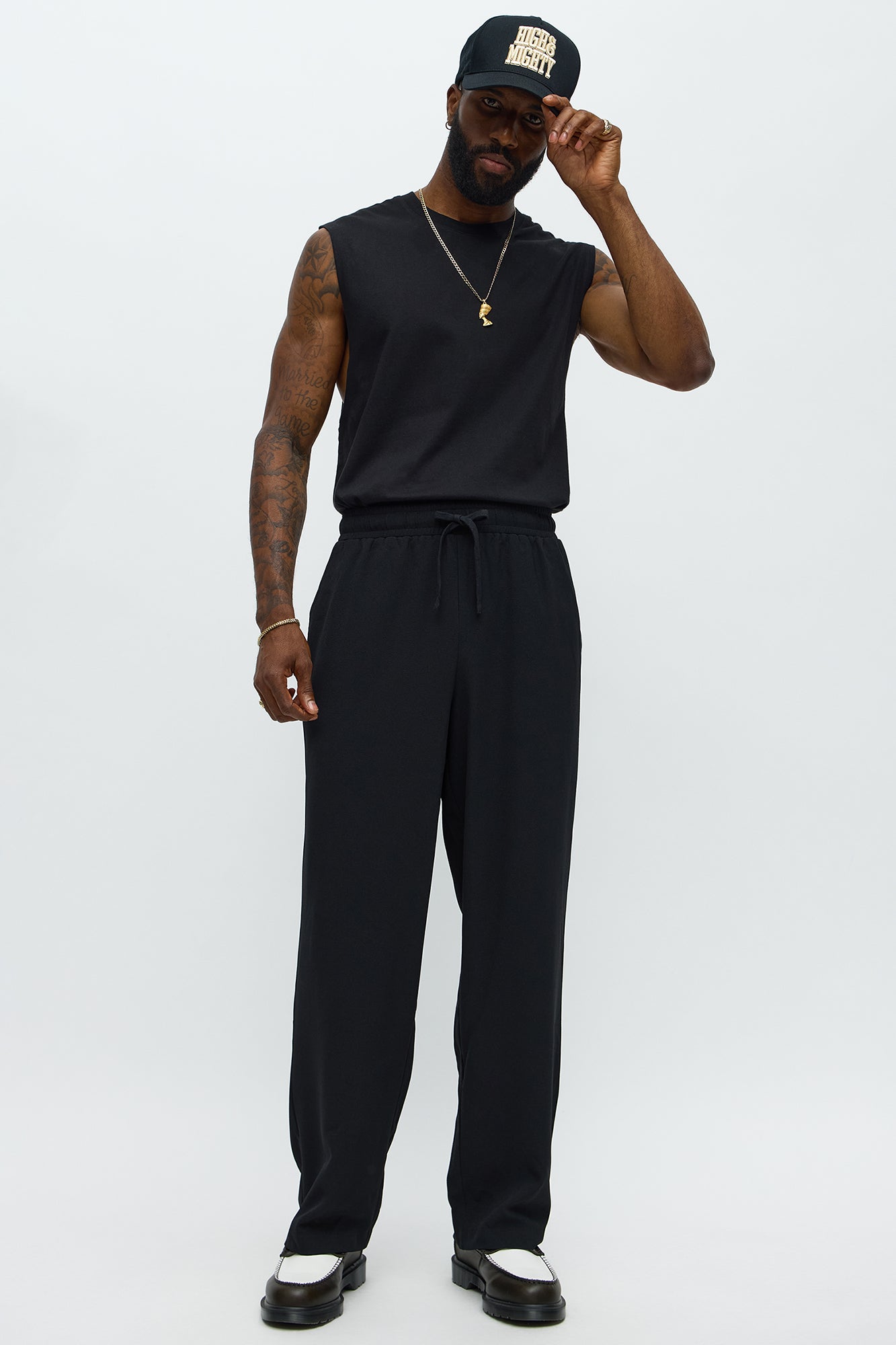 Golden Hour Straight Elastic Waist Trousers - Black