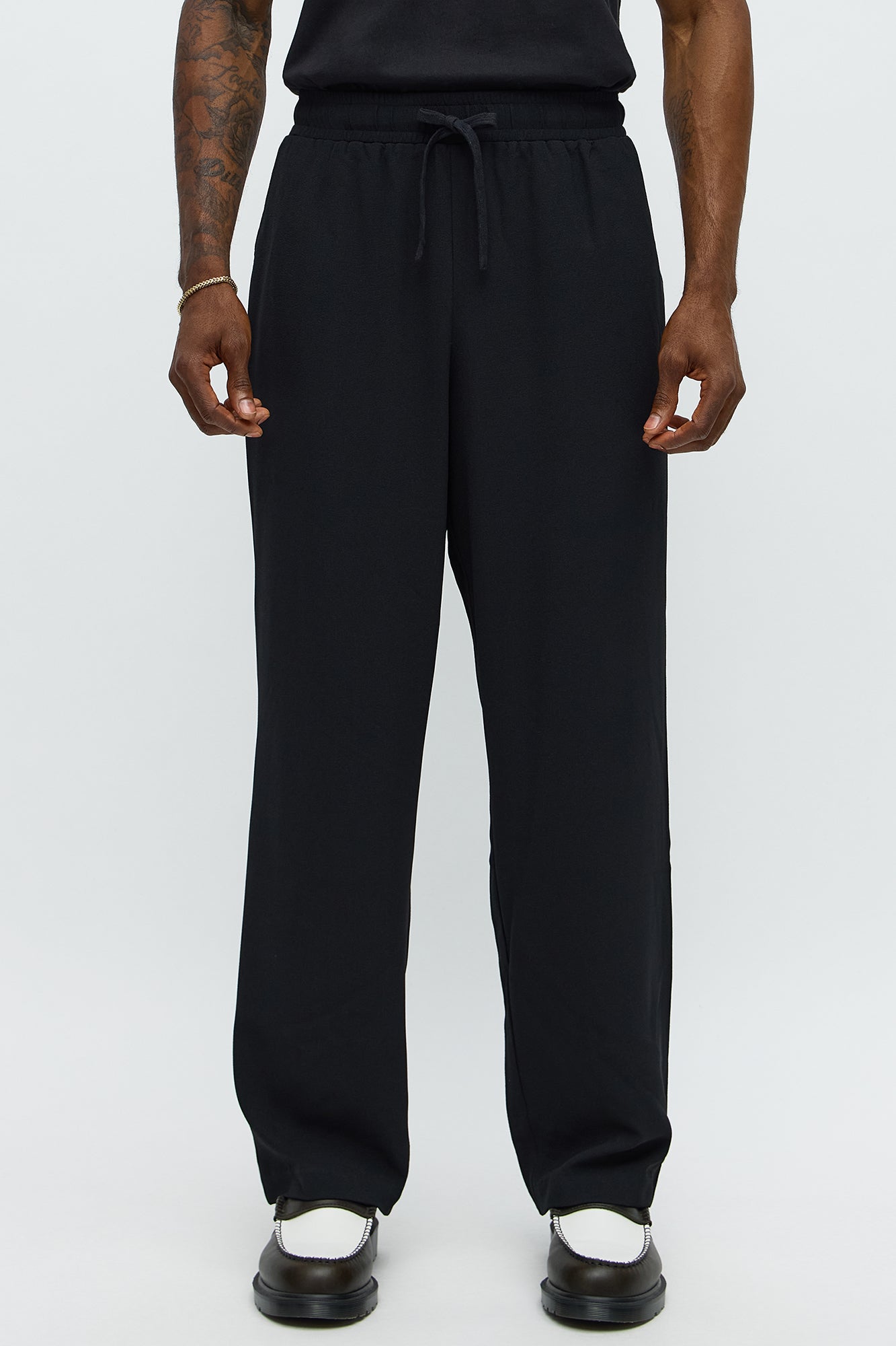 Golden Hour Straight Elastic Waist Trousers - Black