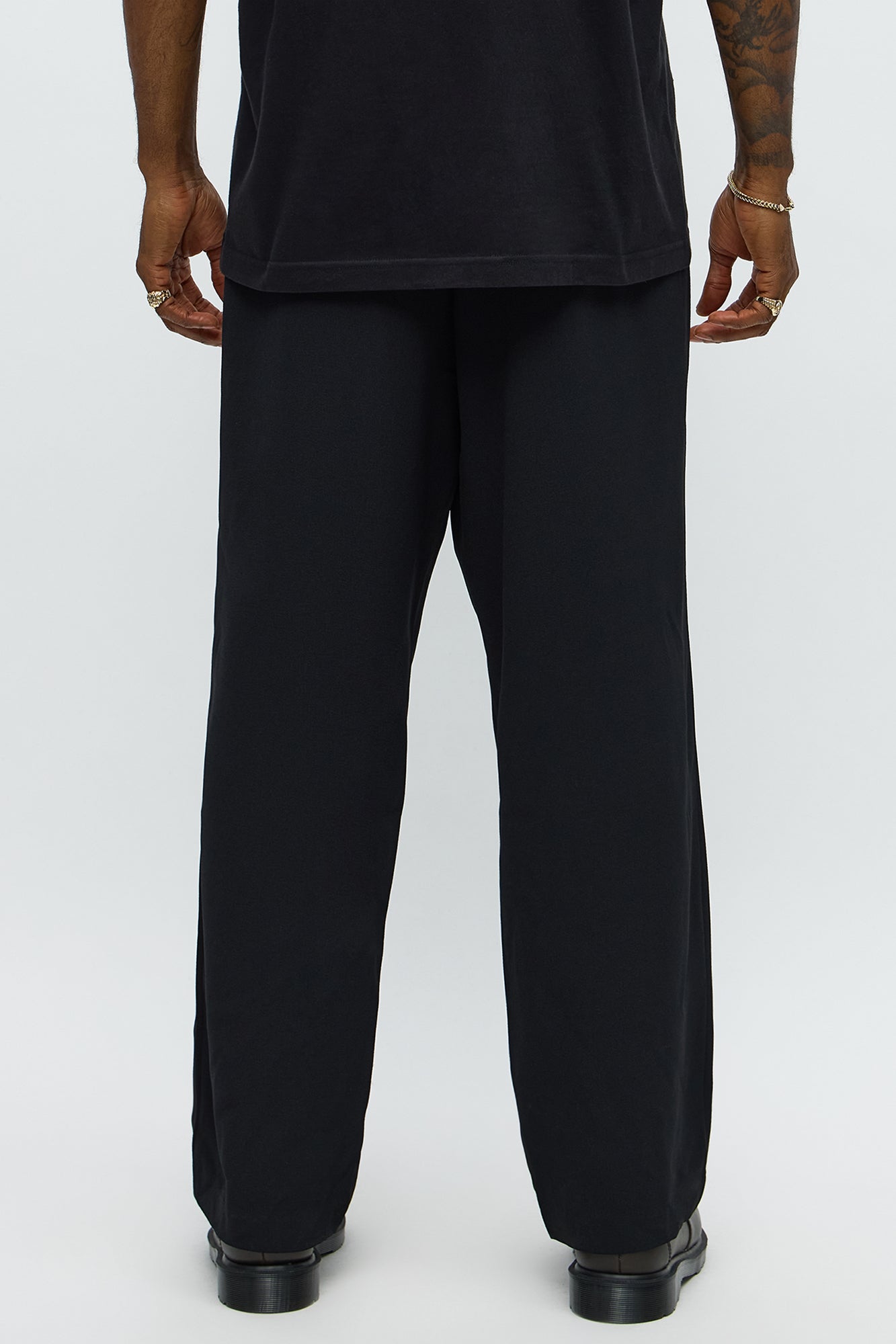 Golden Hour Straight Elastic Waist Trousers - Black