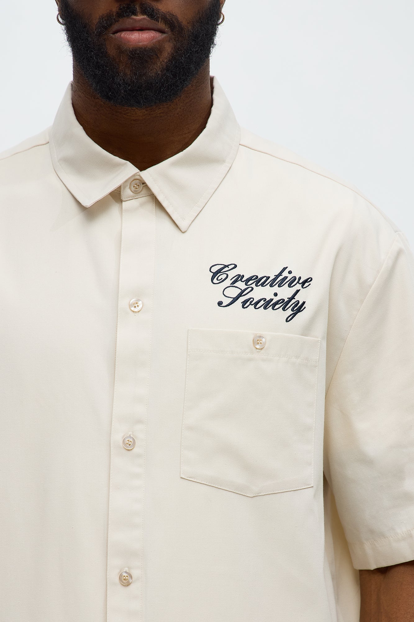 Cropped Society Mechanic Button Up Shirt - Natural