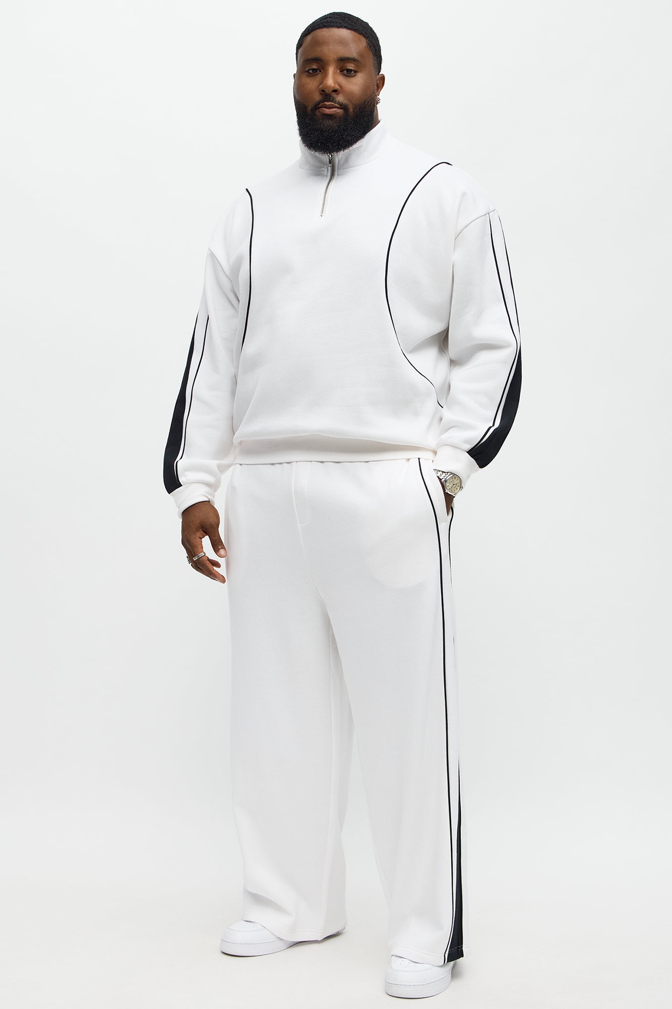 Lightwork Quarter Zip Sweatshirt - White/Black