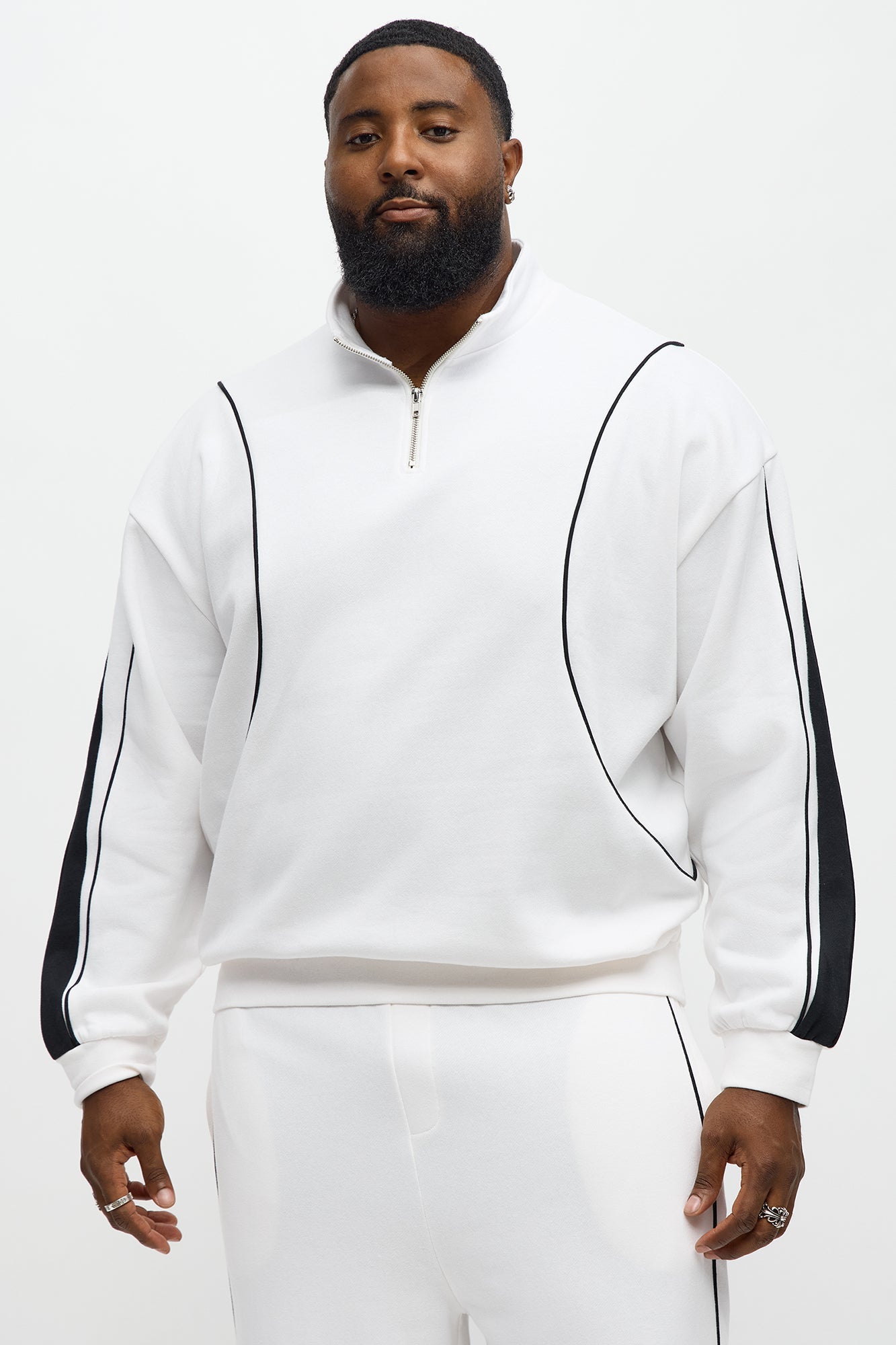 Lightwork Quarter Zip Sweatshirt - White/Black