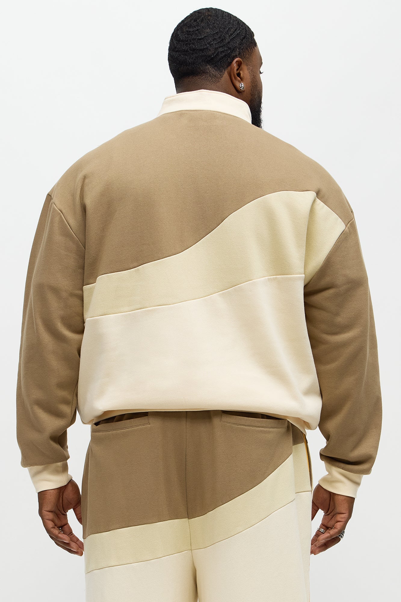 Been A Player Colorblock Quarter Zip - Tan/Multi