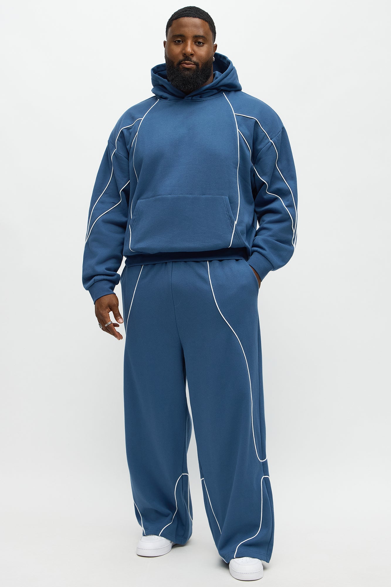 Pinstripe Hoodie - Navy