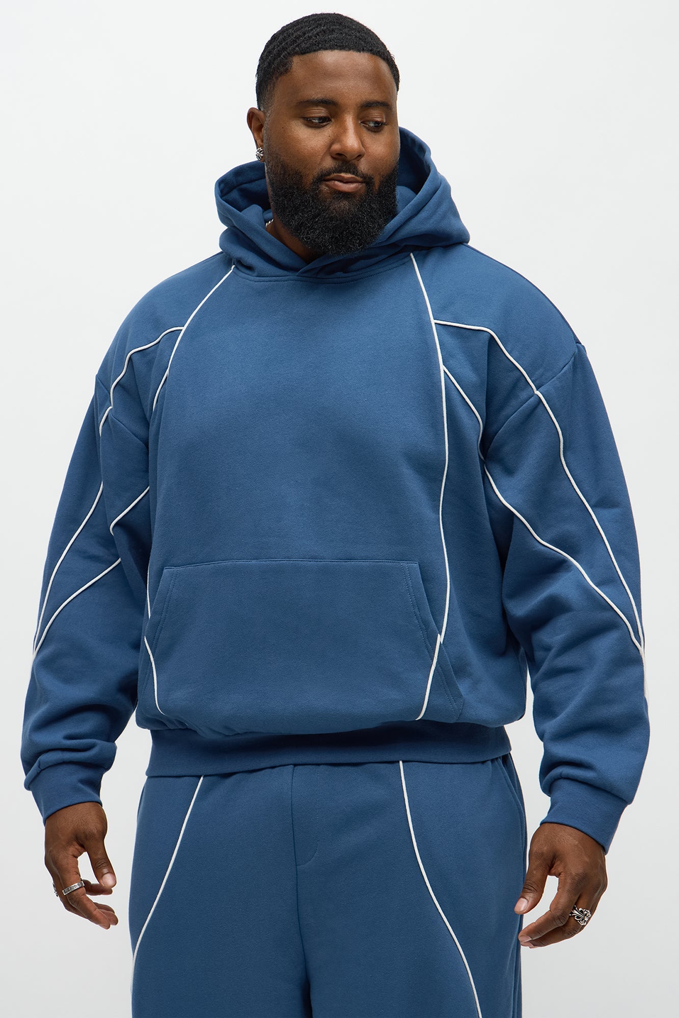 Pinstripe Hoodie - Navy