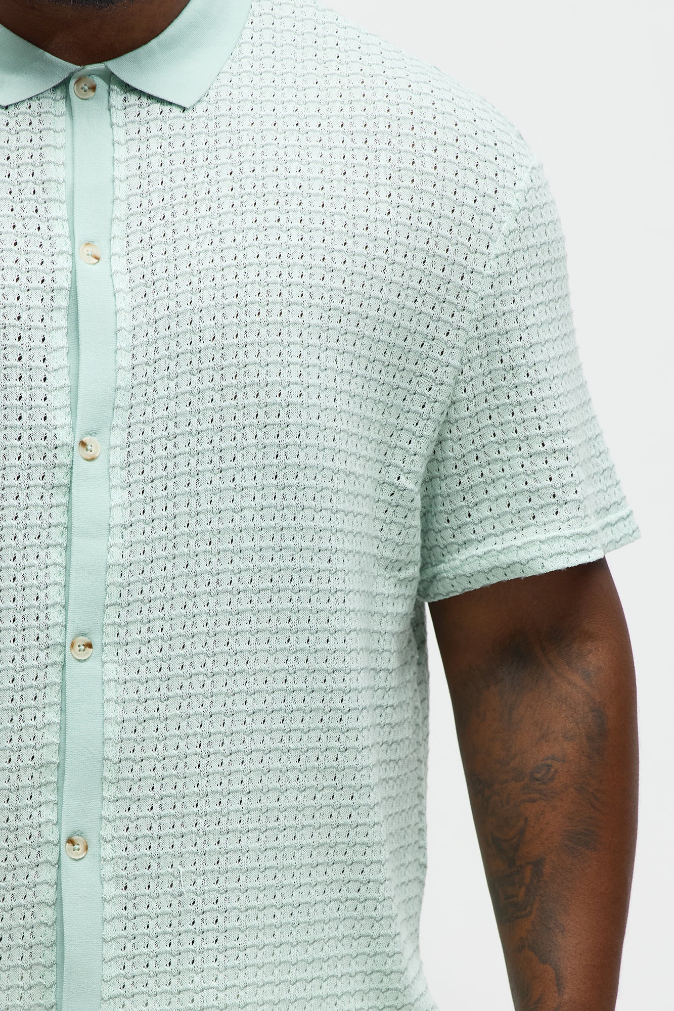 Regular Fit Color Block Button up Sweater Shirt - Teal