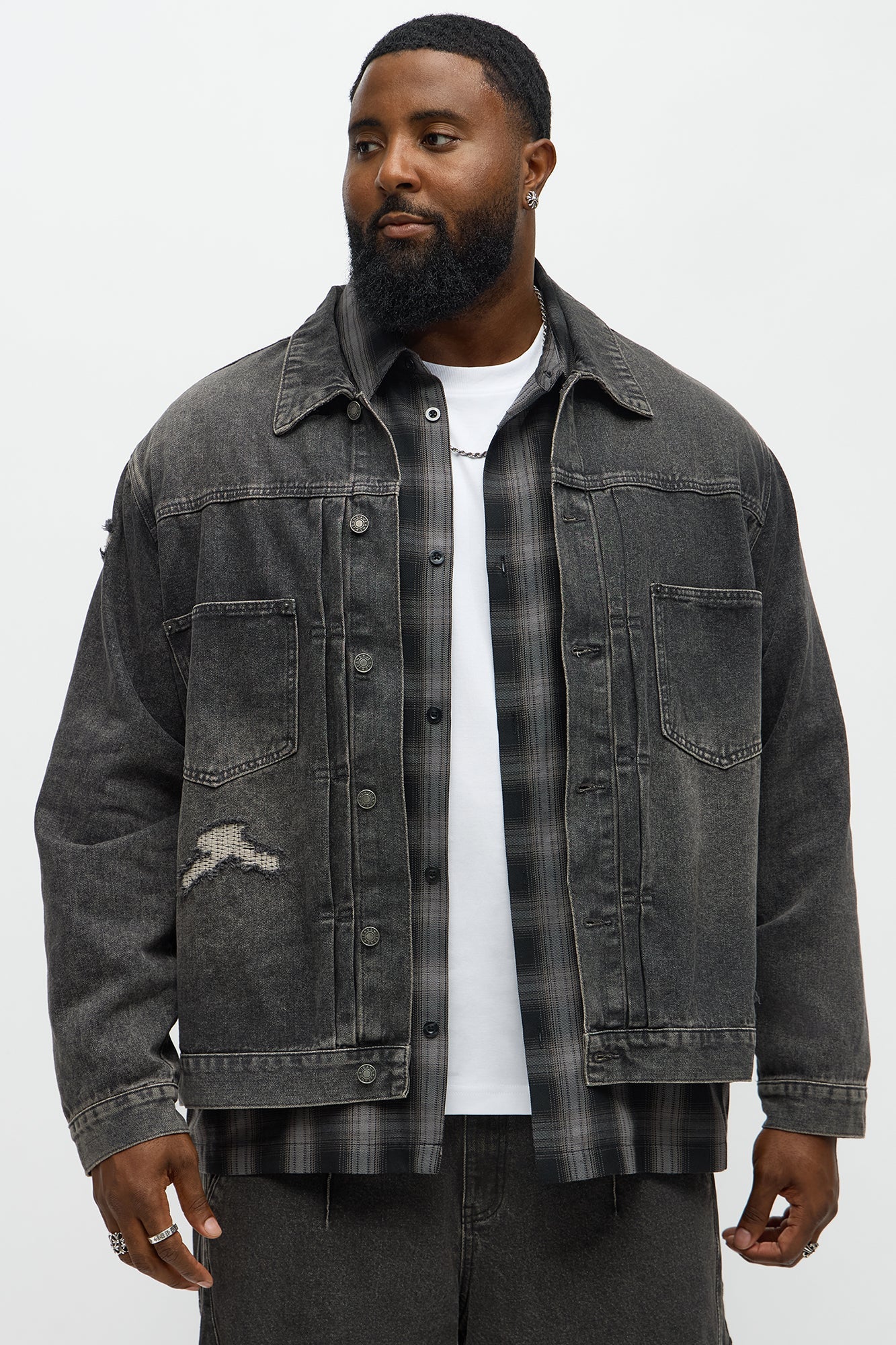 Underground Distressed Trucker Trucker Jacket - Black Wash