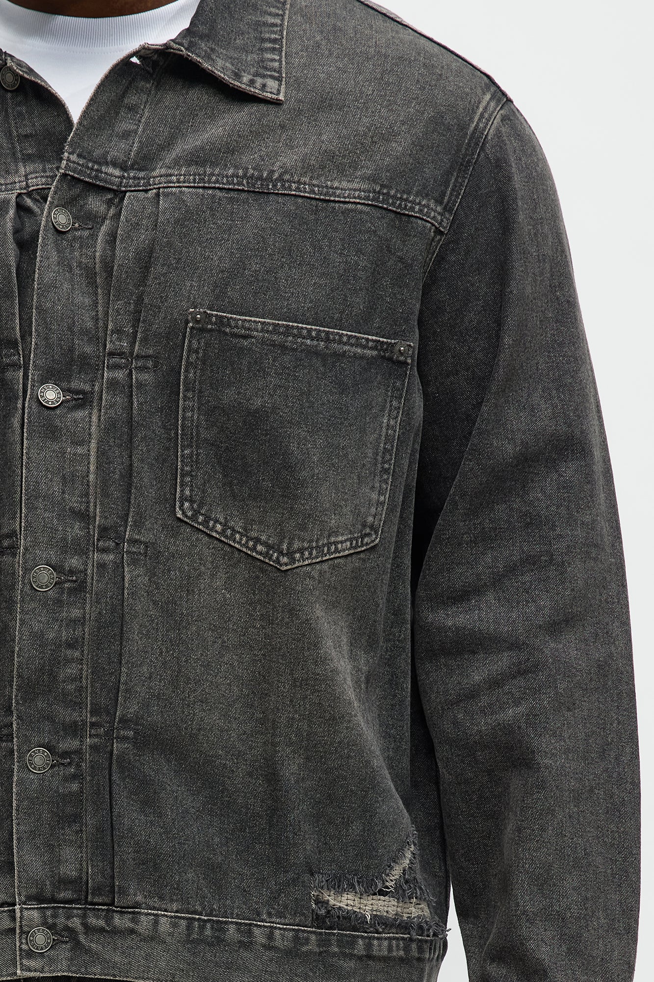 Underground Distressed Trucker Trucker Jacket - Black Wash