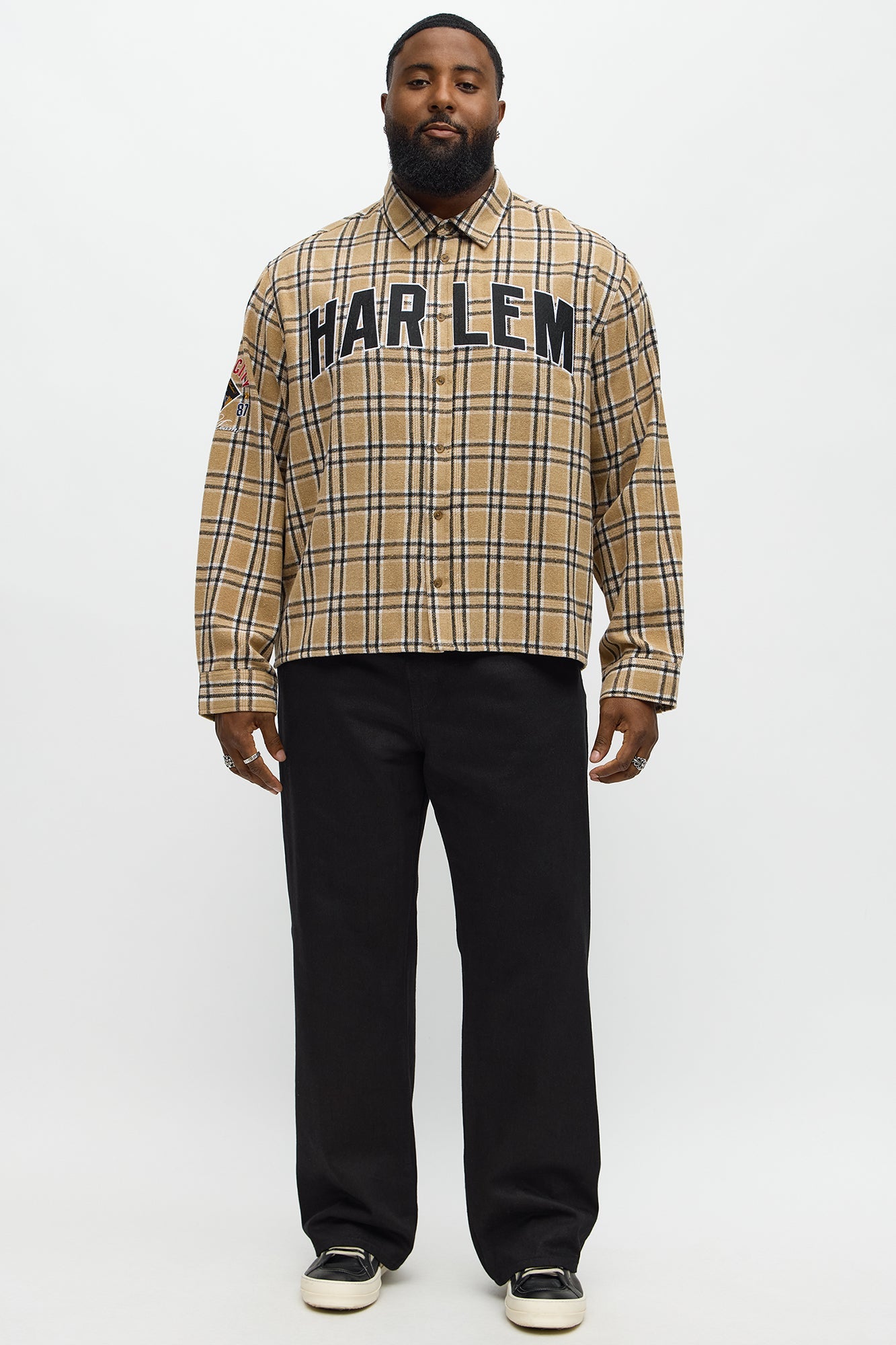 Relaxed fit Harlem Plaid Long Sleeve Button Up - Brown Combo