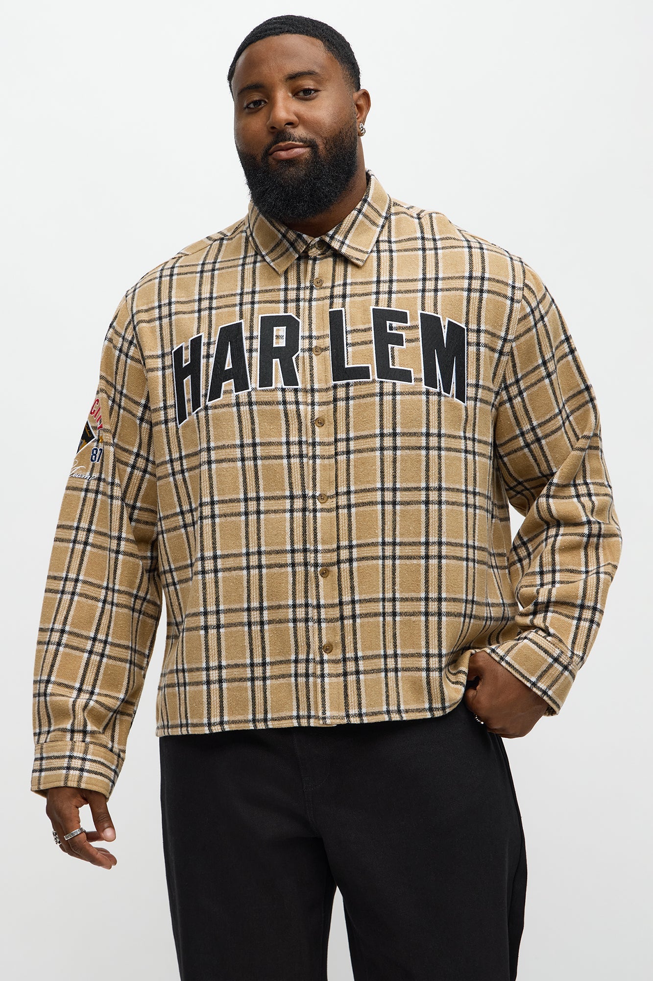 Relaxed fit Harlem Plaid Long Sleeve Button Up - Brown Combo