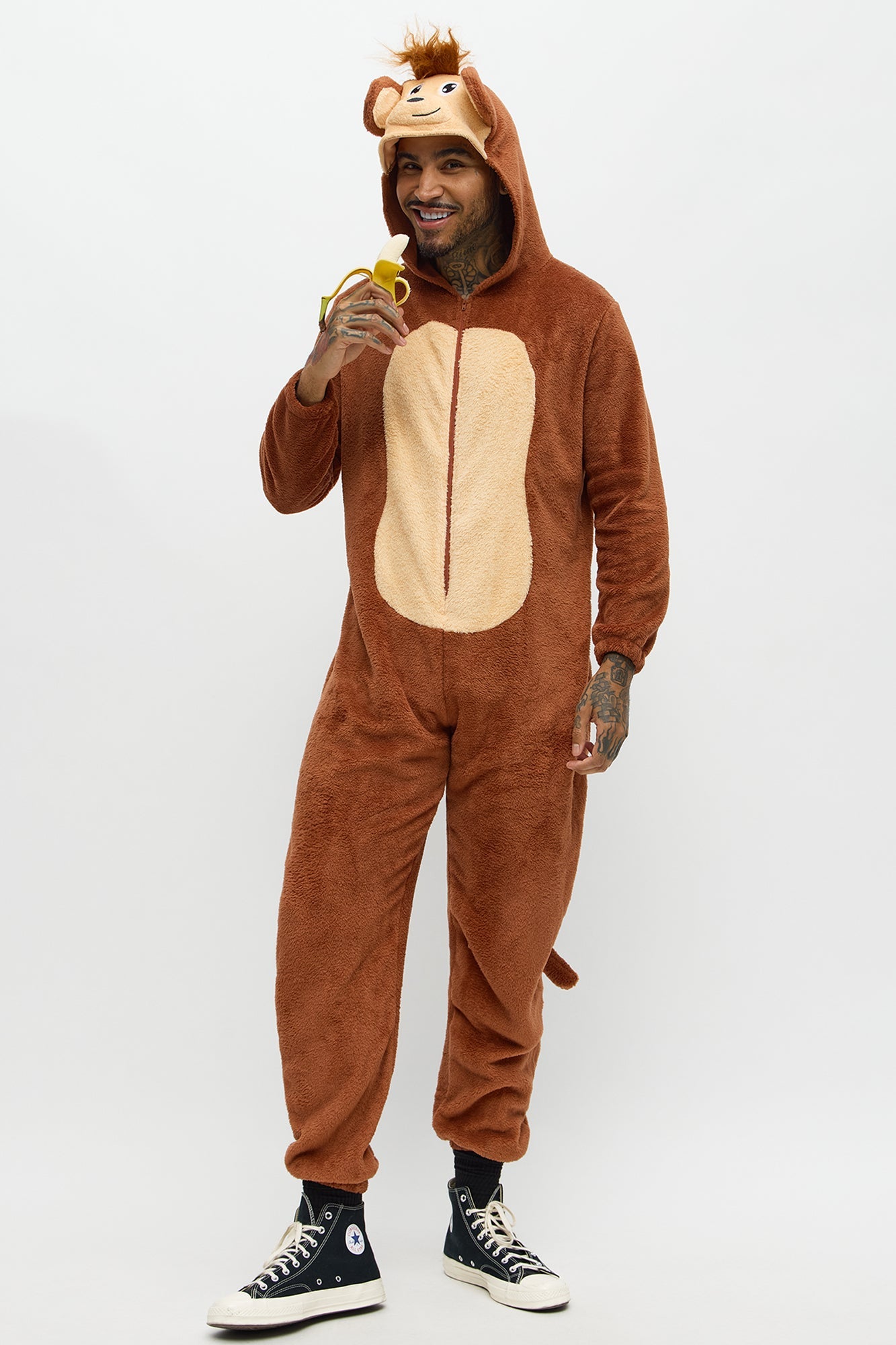 No Monkey Business Plush Onesie - Brown