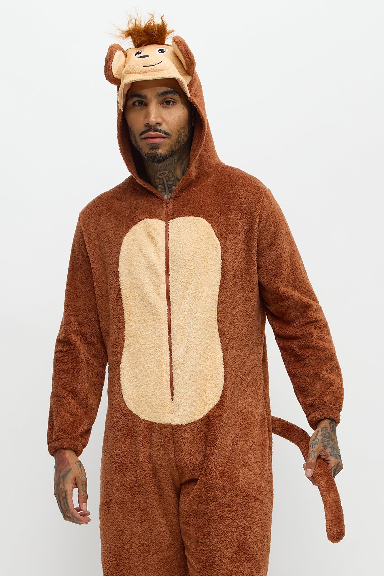 No Monkey Business Plush Onesie - Brown