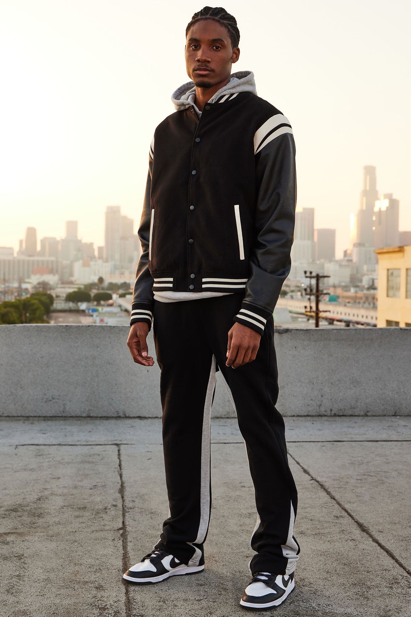 Shoulder Varsity Jacket - Black/combo
